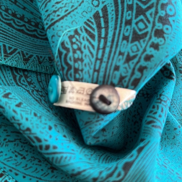 Louis Feraud teal and black shirt US6 $80 - Picture 4 of 4